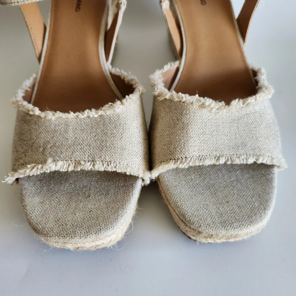 Lucky Brand Mindra Espadrille Wedge Sandal Size 12 Natural Frayed